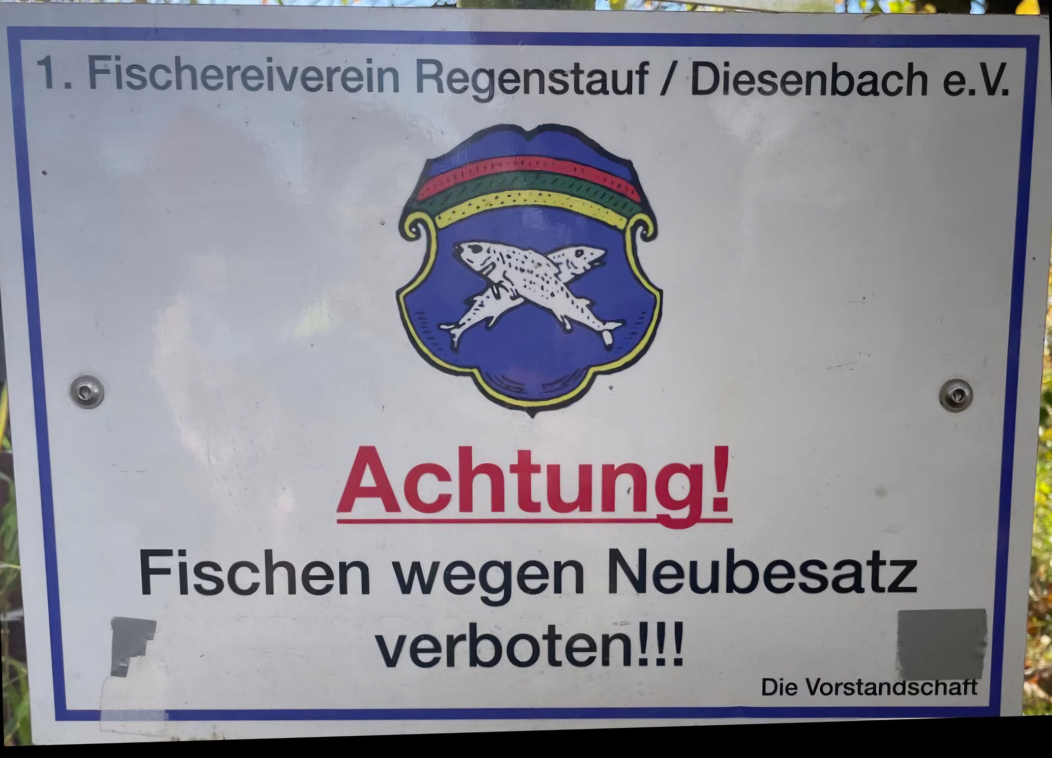 Schild Fischbesatz